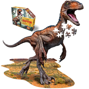 Madd Capp Raptor 100 Piece Jigsaw Puzzle for Ages 6 and Up - 4016 - Unique Animal-Shaped Border, Poster Size When Completed, Ove