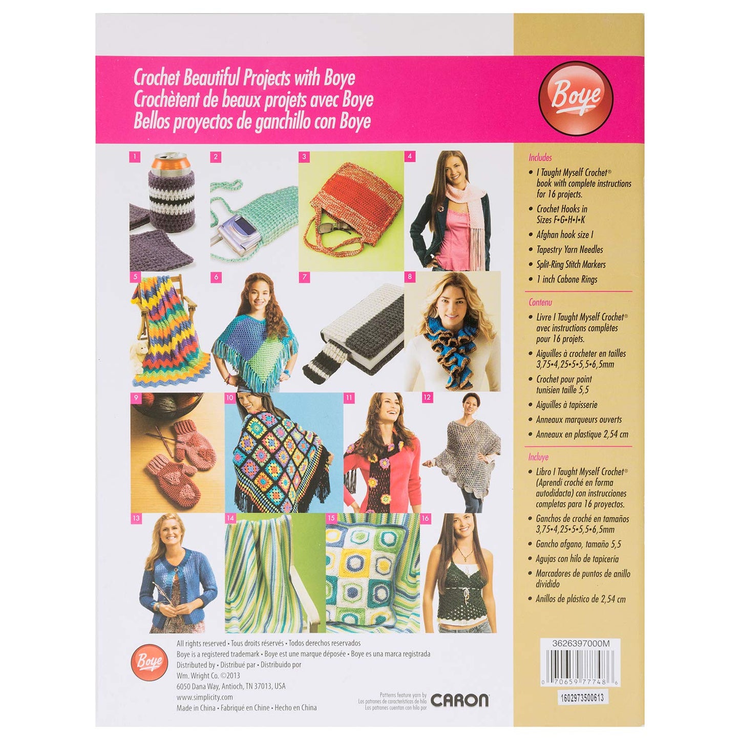 Boye 3626397000M I Taught Beginners Kit with Crochet Needles