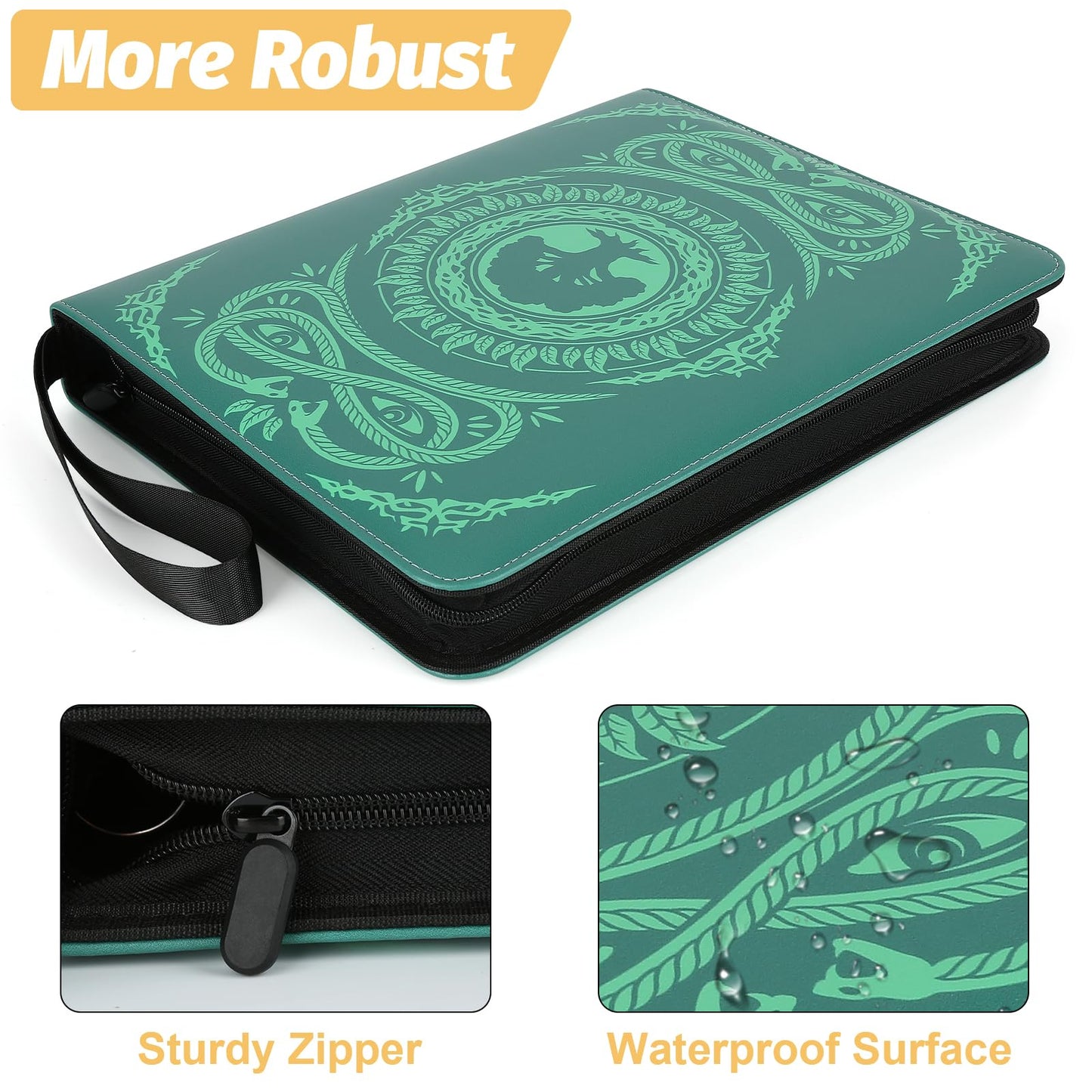 MTGPRO 9-Pocket Card Binder for MTG 720 Double Sided Pocket PU Trading Collection Binder enhanced Collector Card Album for MTG TCG Yugioh Game Cards(Green)