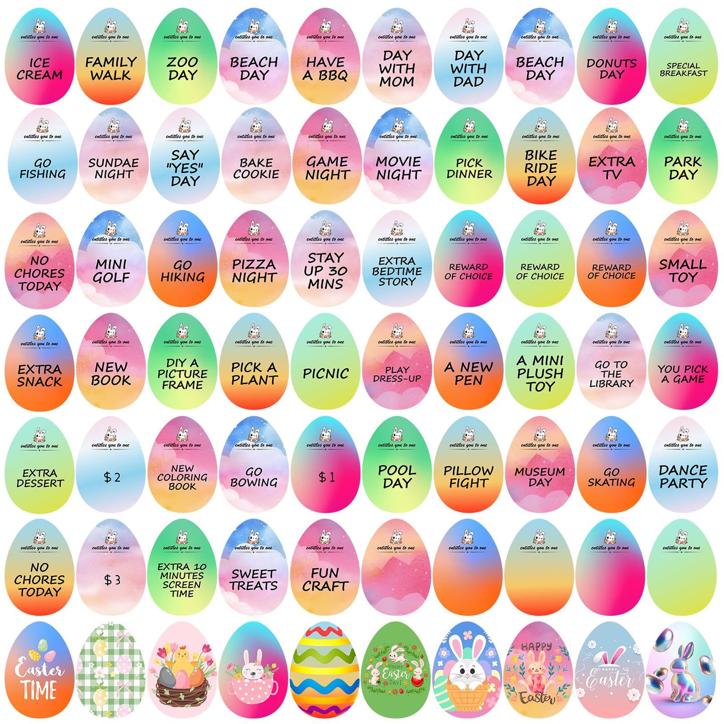 Blesky 60 Pack Easter Egg Tokens For Kids,Easter Reward Tokens Easter Prizes Stuffers Coins For Egg Hunt Prizes Easter Egg Fille