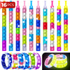 16 PCS Bracelets Glow in The Dark Pop it Fidget Toy  Rainbow Party Favors Wristband Set  Push Bubbles Sensory Pack Kids Ages 5 8 12 mature-themed Student Gift
