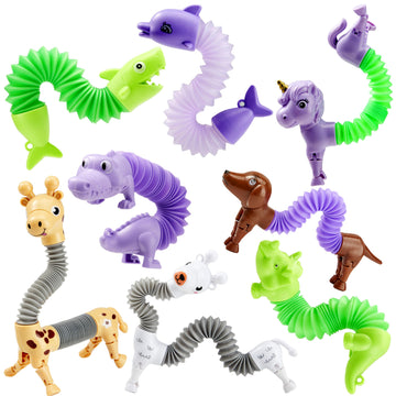 Joyin Animal Pop Tubes Fidget Toys, 8 Pack Sensory Toys For Toddlers Party Favors For Kids Birthday Gifts, Classroom Reward, Easter Goodie Bags Stuffers (Colors Randomly)