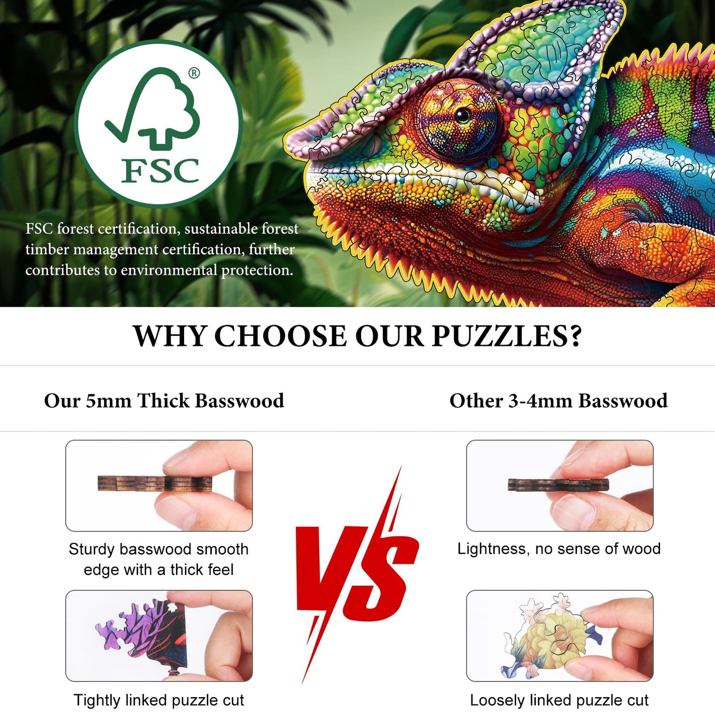 Amphol Wooden Jigsaw Puzzles, 200 Pieces Lizard Wooend Puzzles For Adults With Unique Shape, Medium 9.8''X10.3'' Wooden Puzzles