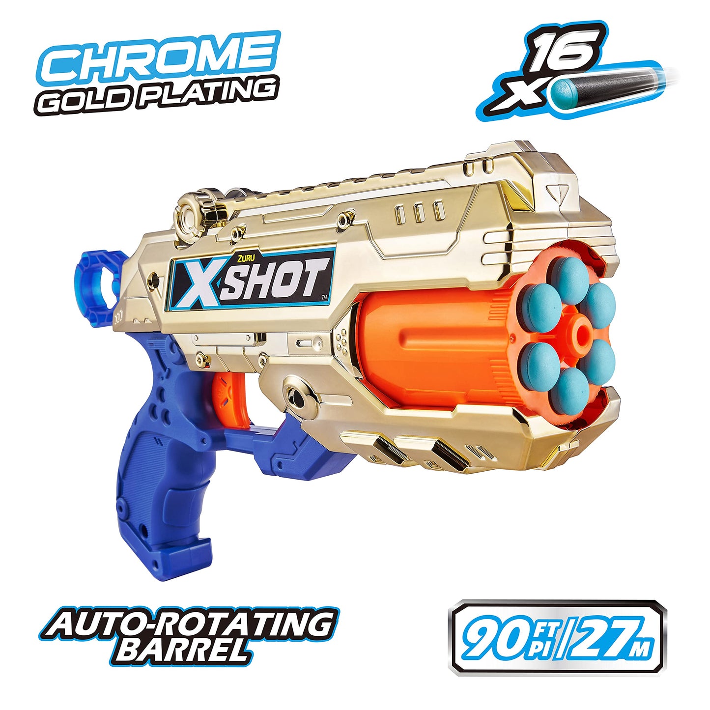 XShot Excel Royale Edition Reflex 6 & Kickback Combo Pack - Golden Foam Dart Blaster with 16 Darts - Fun Shooting Toy for Kids & Teens