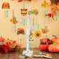 JellyArch 30 Pack Thanksgiving Day Fall Wind Chime Making Kit for Kids Make Your Own Wind Chime Harvest Maple Leaf Wooden Orname