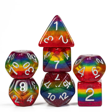 HDdais 7PCS Rainbow-Pride Polyhedral Dice Set, Homosexual Flag D&D Dice for Dungeons and Dragons, DND Dice for RPG and Other Tab