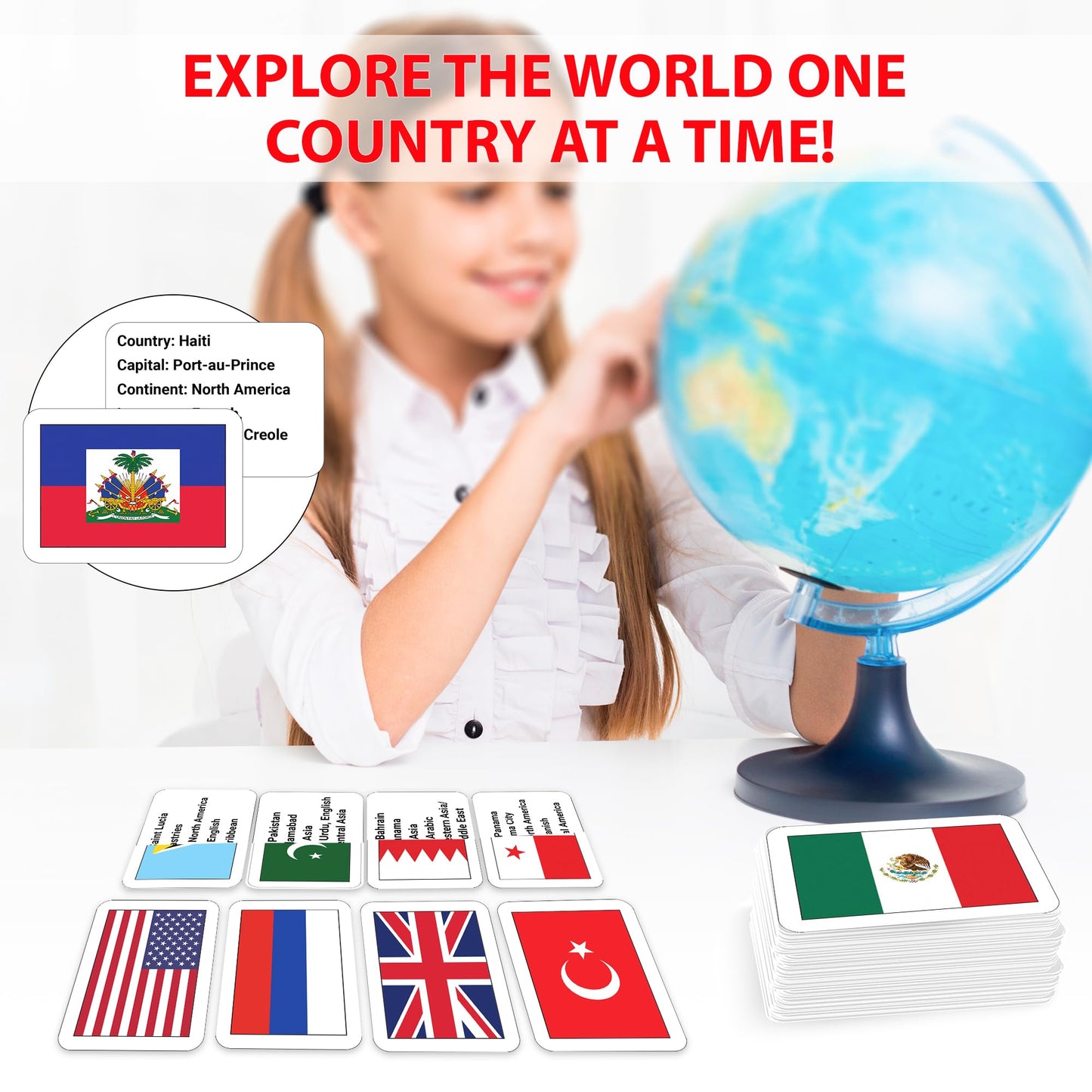 Zastic! World Flags Flashcards - 245 Country Flags, Capitals, Language, And Continents - Gloss Laminated - Country Flags Of The