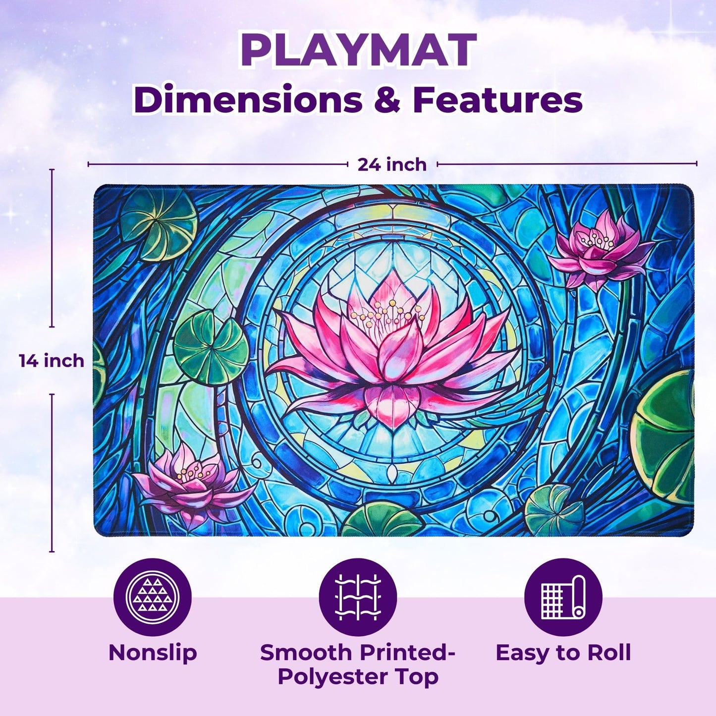 Mtg Playmat 24X14 Inches - Magic The Gathering Playmat With Original Handcrafted Art, Non-Slip Tcg Playmat With Rubber Bottom An
