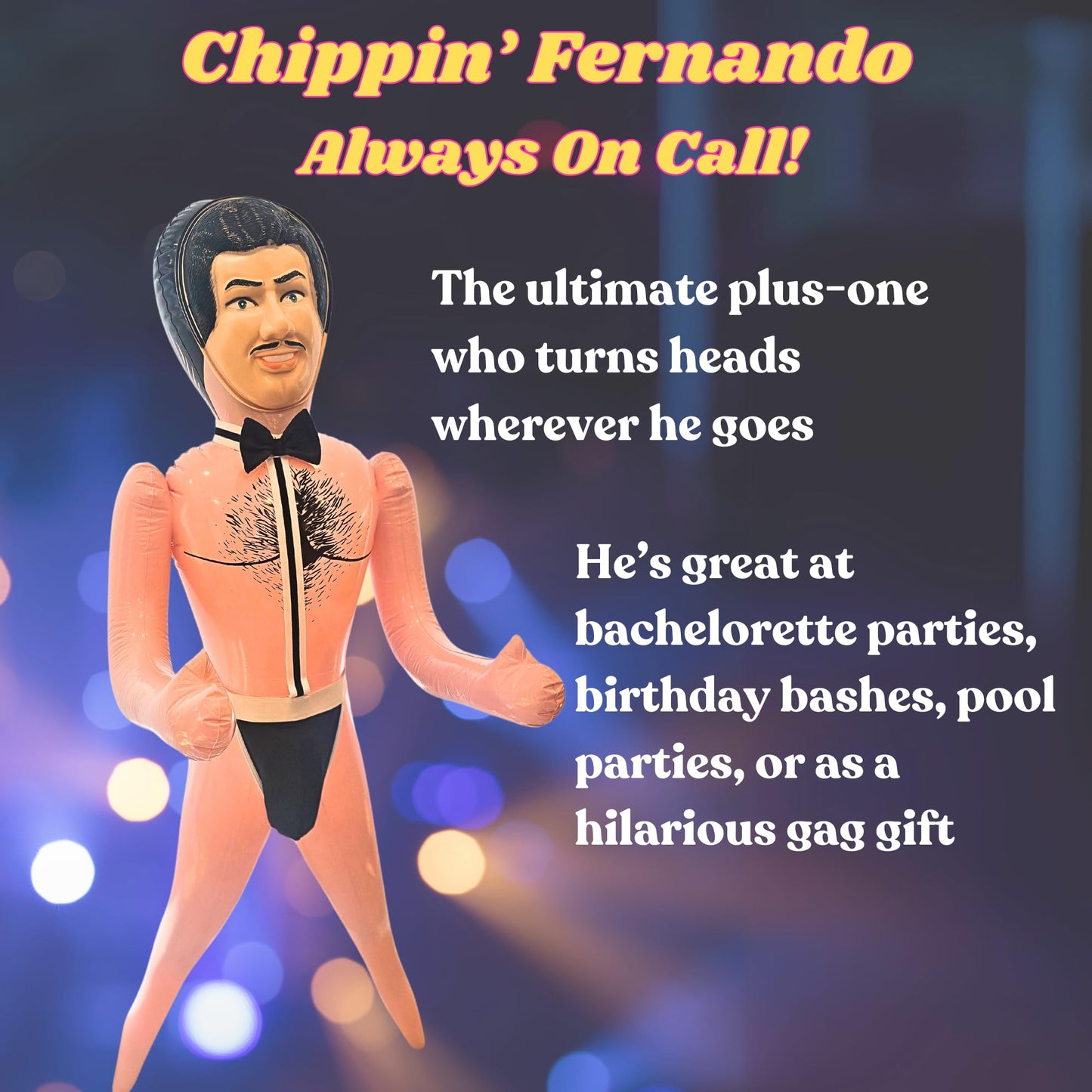 Merrimix - Fernando Male Inflatable Blow Up Doll with Chippendale Costume, Gag Gifts for Men, Bachelor Party Favors and Decorati