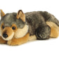 Aurora® Realistic Miyoni® Lying Wolf Stuffed Animal - Lifelike Detail - Cherished Companionship - Gray 11 Inches