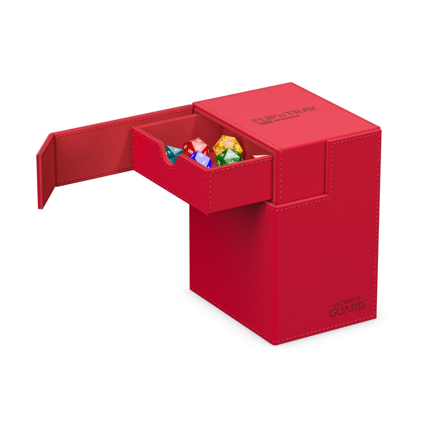 Ultimate Guard Flip'N'Tray 133+, Deck Case For 133 Double-Sleeved Tcg Cards + Dice Tray, Red, Independent Magnetic Closure & Mic