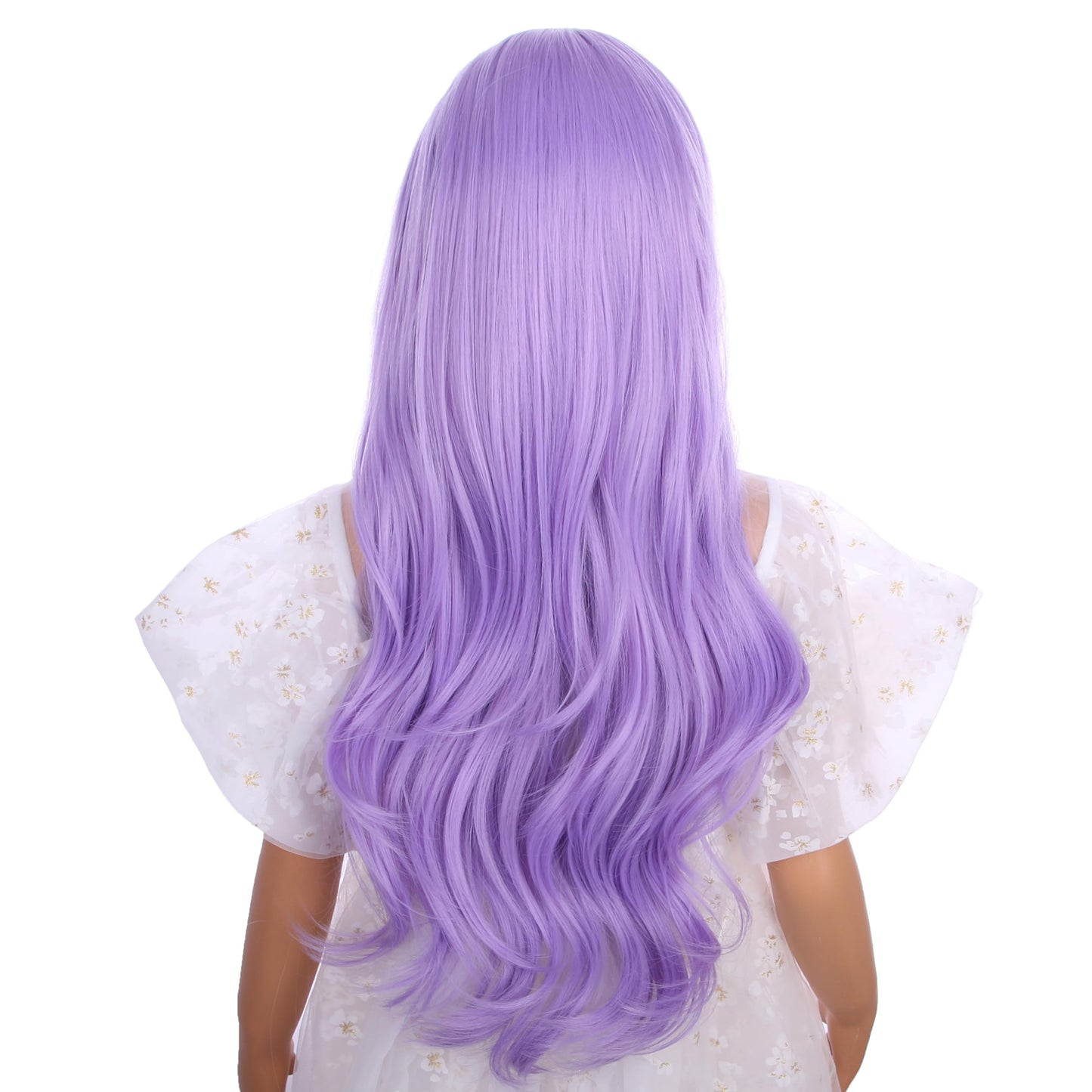 DUDUWIG Child Lavender Purple Wig Kids Long Light Purple Middle Part Wig Long Wavy Curly Wigs for Girls Heat Resistant Synthetic
