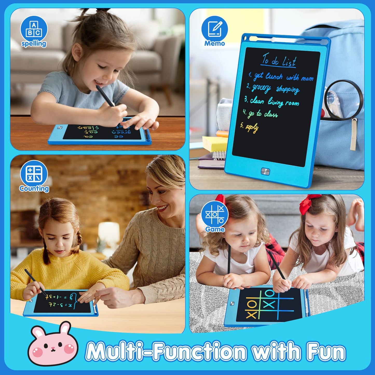 Kinayue 2 Pack LCD Writing Tablet for Kids,8.5 Inch Doodle Board Drawing Tablet Colorful Educational Toys for Boys Girls Reusabl