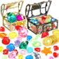 Marforever 70 Pieces Diving Gem Pool Toys Colorful Summer Swimming Diamonds Acrylic Gemstones With 2 Treasure Pirate Boxes For W