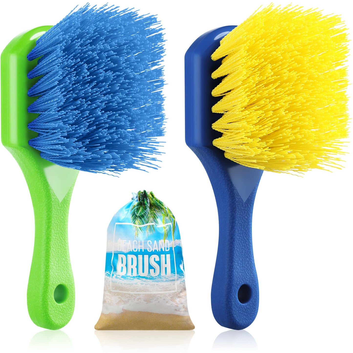 Remerry 2 Pcs Beach Sand Remover Brush with Drawstring Bag, Beach Accessories Scrub Brushes for Cleaning Beach Soft Bristle Brus