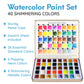 MozArt Supplies Premium Japanese Watercolor Paint Set - 40 Artist Quality Colors, Metallic & Neon - Perfect for Adults & Kids