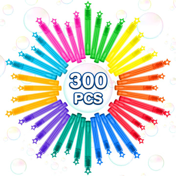 300 Pack Mini Bubble Wands In 10 Color, Bulk Party Favors For Kids, Ideal Goodies Bags Stuffers, Themed Birthday, Valentine, Easter, Halloween, Christmas, School Classroom Prizes For Boys & Girls