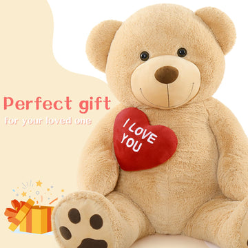 Tezituor 5Ft Giant Teddy Bear Stuffed Animals - I Love You   Red Heart Human Size Teddy Bear For Girlfriend,Boyfriend,Wife,Lover