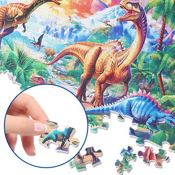 Large Piece Dinosaur Jigsaw Puzzle For Kid Boys Ages 4-10 Year Old 100 Pieces Jigsaw Puzzles For Kids Ages 4-6 Educational Toys