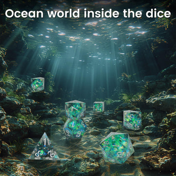 Oricraft Green Magic Dice Dnd Dice Set Dungeons And Dragons Polyhedral Role Playing Gaming Dices Green Underwater World D20 Dice