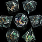 HAOMEJA D&D Dragon Resin Dice Set 7 PCS DND Sharp Edges Dice with Gift Random Dragon Eye Bag Apply to Dungeons and Dragons Role