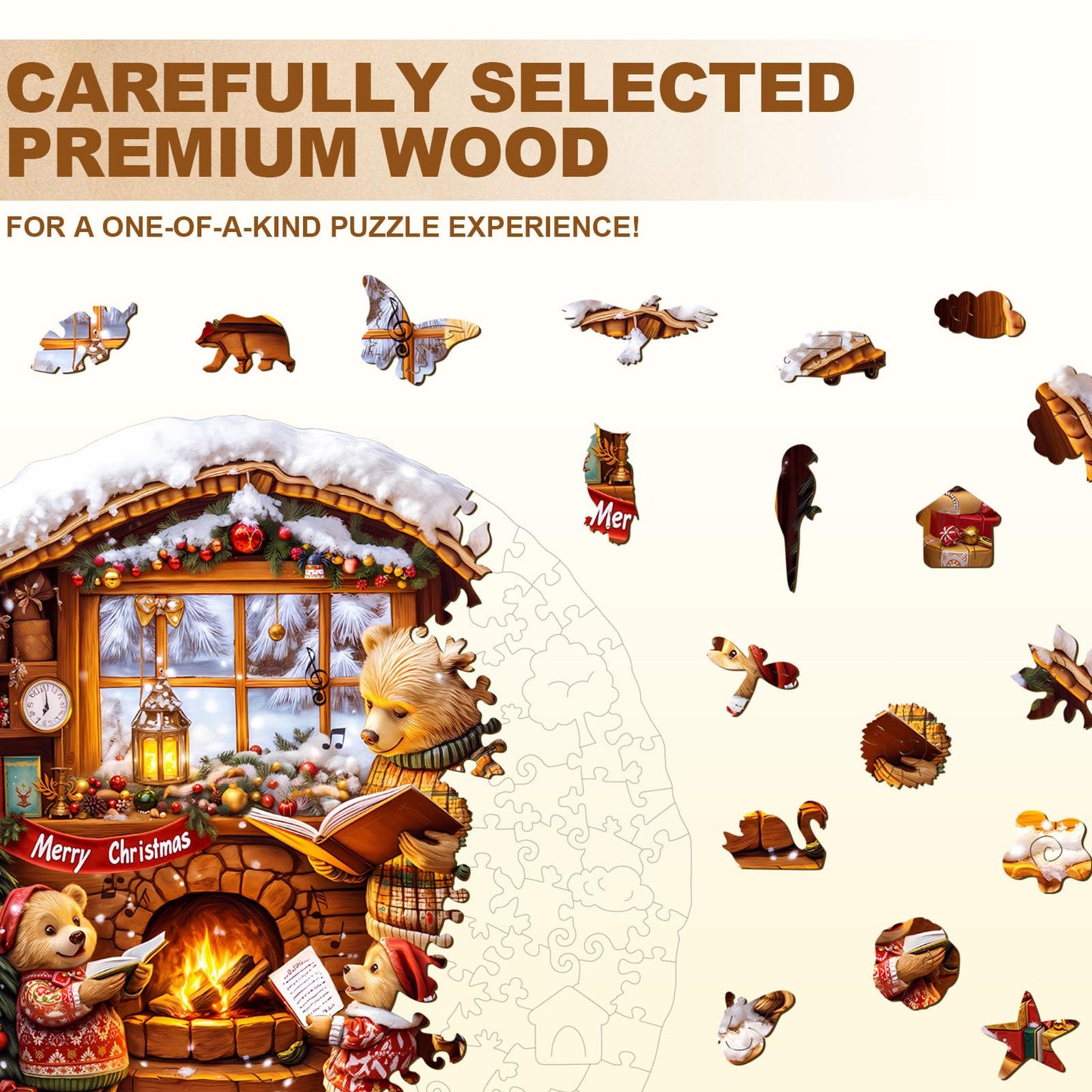 Jigfoxy Wooden Puzzles for mature-themeds  Brown Bear House Wood Puzzles mature-themed  Unique Animal Shape Wooden Jigsaw Puzzles for mature-themeds  Birthday Gifts for Puzzle Lovers  Family  Friend (M-11.4 * 11.4in-200pcs)