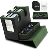 TiMOVO MTG Deck Box  MTG Commander Card Deck Box with Commander Display & Dice Tray Fits 400+ Unsleeved Cards  Leather Magnetic Card Storage Case with 6 Dividers for TCG CCG Magic Cards  Black+Green
