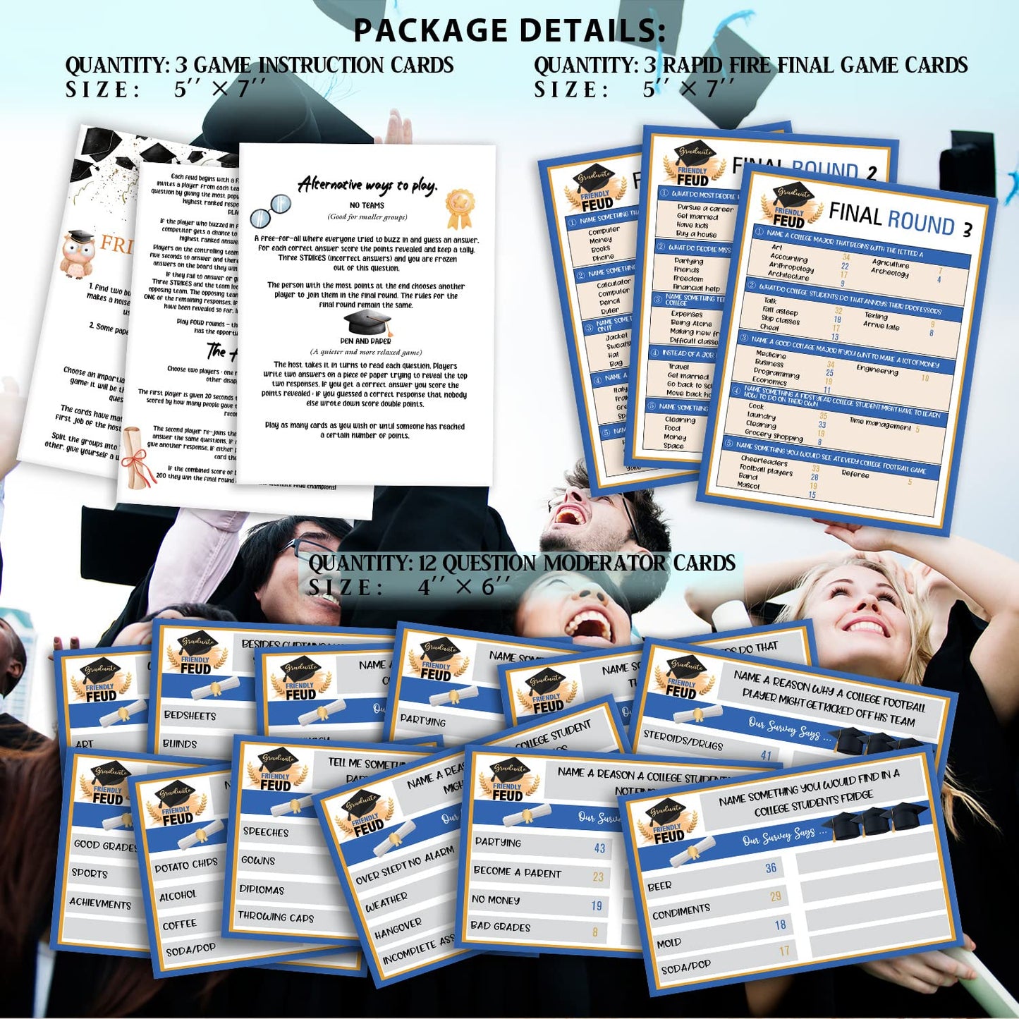 Graduation Friendly Feud Quiz  Graduation Feud Quiz  Graduation Decorations  Graduation Party Game  Graduation Activity  Grad Party Idea  Class Game  Feud Trivia Quiz (G01)