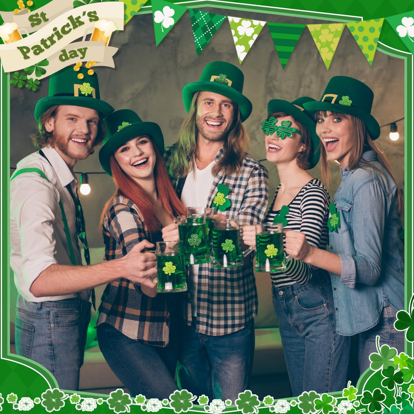 DECYOOL 800 Pcs St Patricks Day Stickers, Glitter Shamrock Stickers Roll Green Sparkly Lucky Stickers Saint Patricks Day Sticker