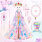 Princess Dress Up Cloak Princess Dress Up Clothes Mermaid Toys Rainbow Mermaid Princess Cloak Kit 9 Pcs Gift Set For Little Girls 3-8 Years Old, Great Gift Set For Birthday Christmas Halloween
