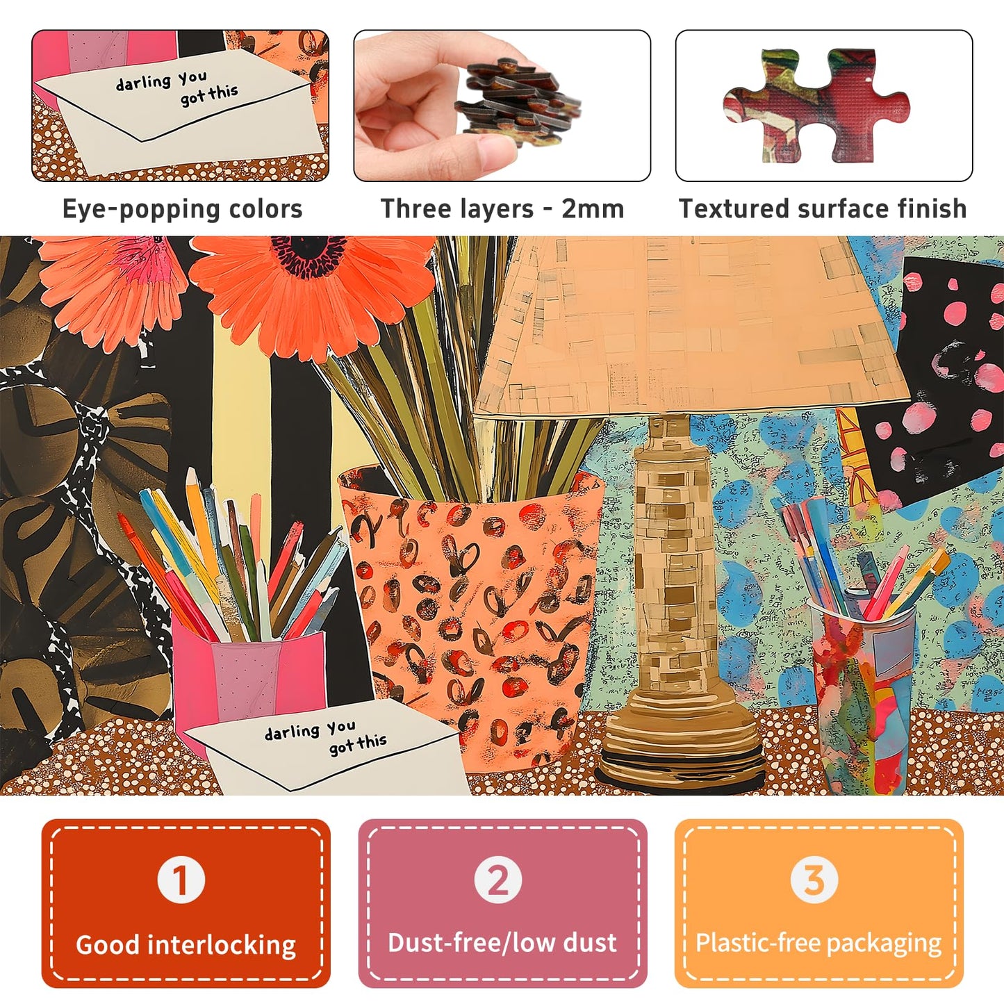 1000-Piece mature-themed Puzzle with Oil Painting-Style Desktop Scene Vibrant Art Jigsaw Puzzle  Challenging & Colorful Art Puzzle for mature-themeds  Perfect for Relaxation and Gift-Giving  24 x 24 in