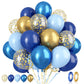 Paready Blue And Gold Latex Balloons, 60 Pcs 12 Inch Navy Blue Metallic Gold Confetti Balloons, Blue Party Balloons For Baby Sho