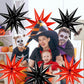 GCTWFYK 72 PCS Black Red Star Balloons, 26 Inch Metallic Foil Spike Balloons for Birthday, Halloween, Graduation, and Anniversary Decor