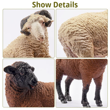 Toymany 8Pcs Merino Sheep Figurines Realistic Farm Animal Sheep Toys- Plastic Sheep Figures Birthday Christmas Toy Gift For Kids Toddlers