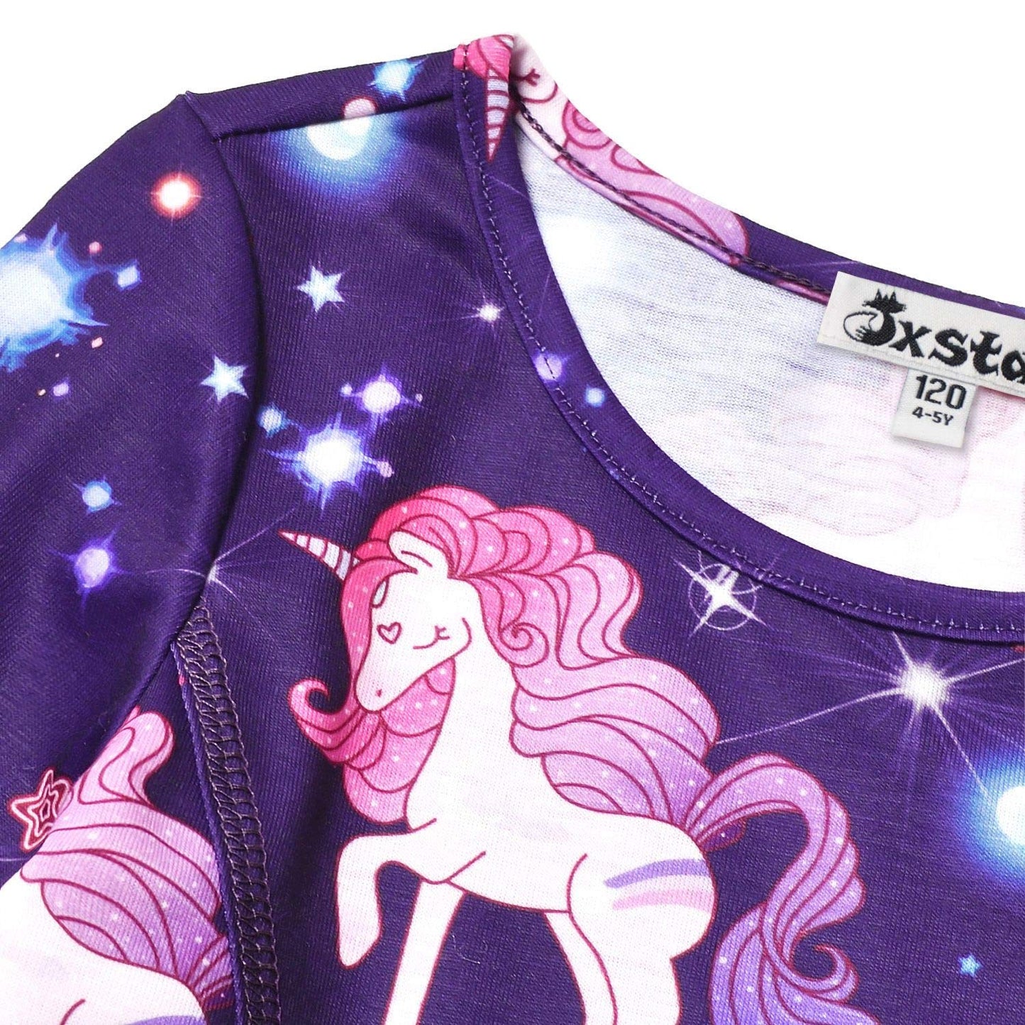 Star Unicorn Twril Dresses Matching Doll&Girls Long Sleeve Birthday Gifts 4T 5T