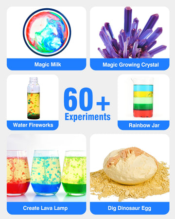 60+ Science Experiment Kit For Kids Ages 5-6-7-8, Stem Learning And Educational Toys, First Science Kit For Boys Girl Birthday G