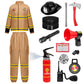 Spooktacular Creations Halloween Firefighter Costume For Kids, Boys Fireman Costume Set, Brown Firefighter Roleplay Accessories For Toddler Dress-Up And Career Cosplay Party (3T, 3-4 Yrs)
