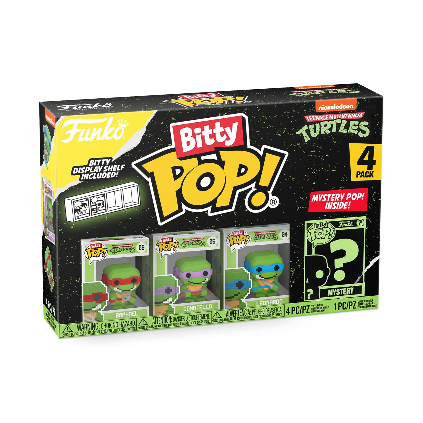 Funko Bitty POP! Teenage Mutant Ninja Turtles (TMNT) - Shredder, 4-Pack - 8-Bit Raphael, 8-Bit Donatello, 8-Bit Leonardo and A S