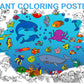 Underwater Giant Coloring Poster for Kids - Ocean Animals Large Sheets - Jumbo Coloring Posters for Wall - Children Huge Page to
