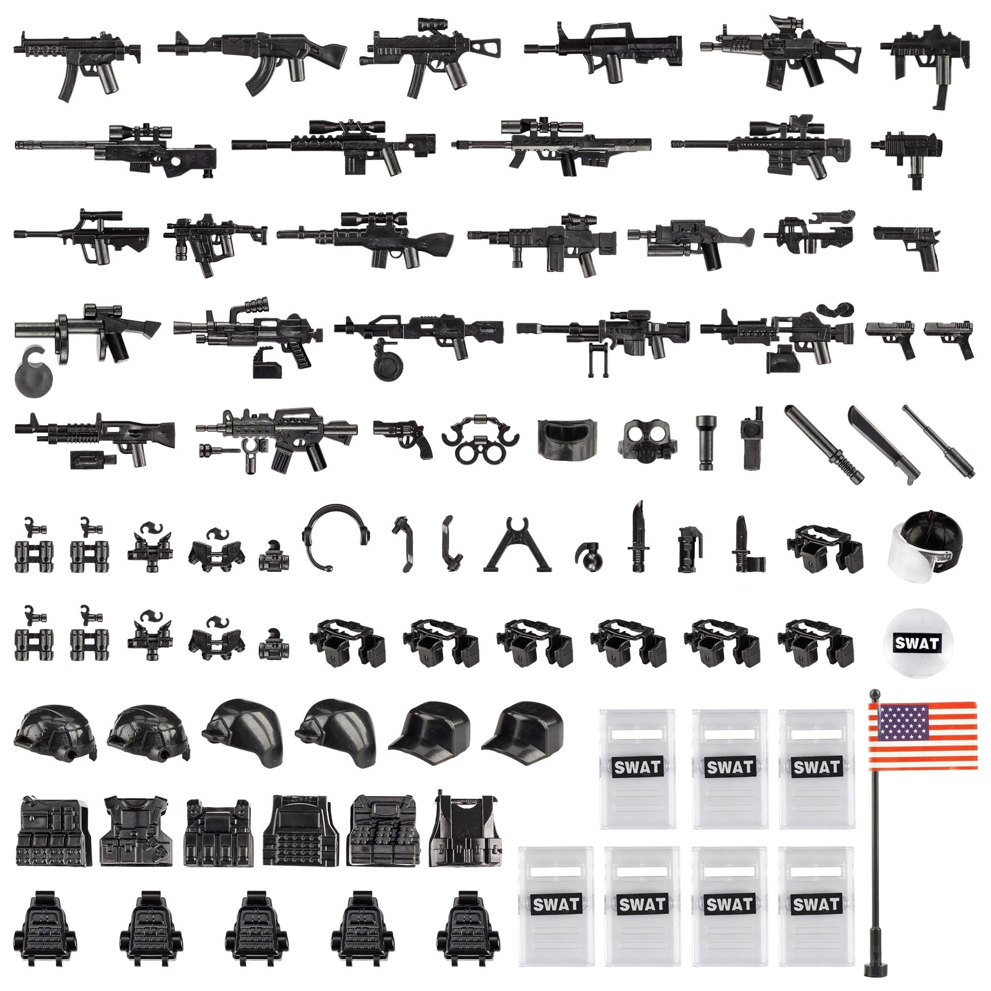 MaozyHomie  Pack Military  Accessories Chicken Gear Weapon Parts Toys Military Equipment Battle Blocks Bricks Compatible with Major Brand  3 Years Old and up  Us (88pcs)