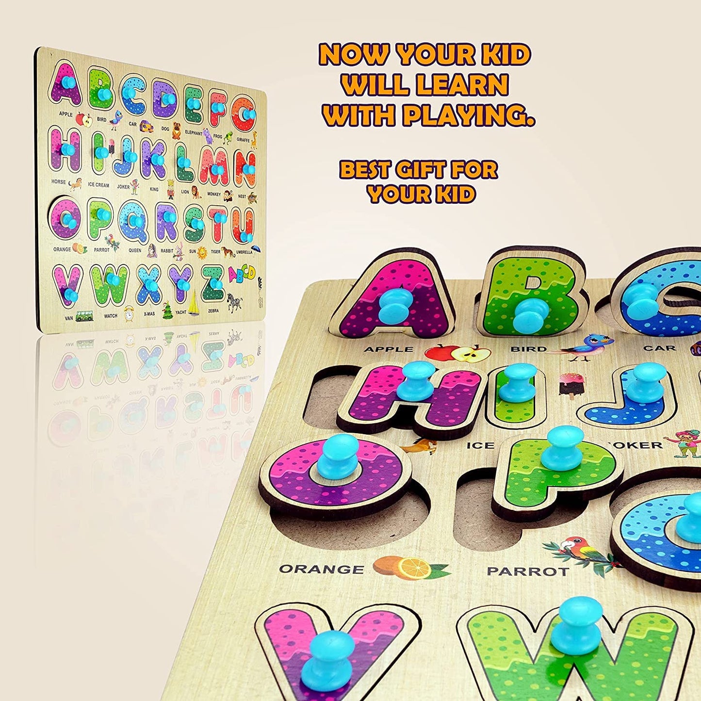 Appster Colorful Wooden Puzzle Toy For Kids Jigsaw Puzzles For Adults Baby Learning Educational Toys Board Game (Abcd + Shape &