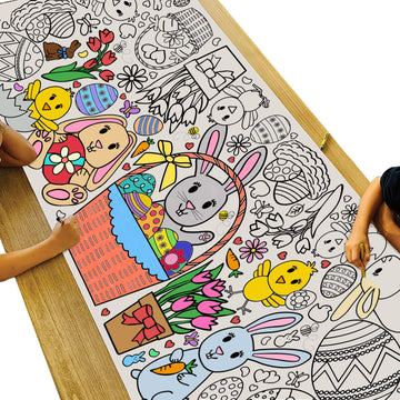 Tiny Expressions Easter Coloring Tablecloth For Kids - Rolled, No Creases 30' X 72' Giant Coloring Poster To Color On - Kids Easter Activities