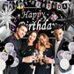 Silver And Black Birthday Decorations For Men Women Boys Girls 80 Pcs White Black And Silver Party Decorations Happy Birthday Backdrop Banner Confetti Star White Silver Black Balloon Arch Tablecloth