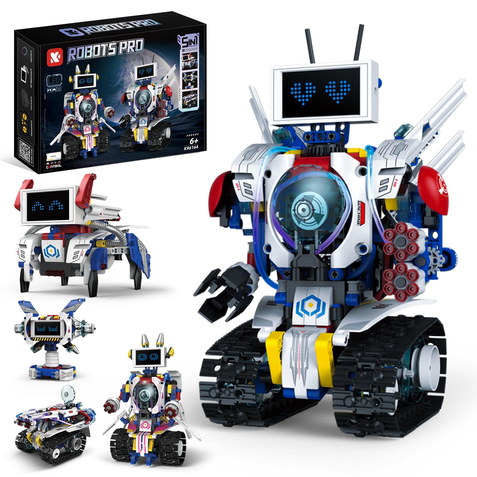 DIEBA Building 5 in 1 Robot Toys for 8-12 Year Old Boys Girls, Remote & APP DIY Educational Toy Science Kits for Kids, Technic C