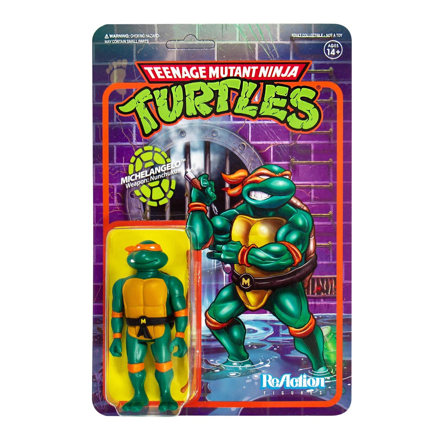 Super7 Teenage Mutant Ninja Turtles Michelangelo 3.75 In Reaction Figure