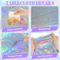 3 Pcs Iridescent Plastic Tablecloth, 54 x 108 Inch Disposable Scalloped Table Covers Waterproof Rectangle Iridescence Table Clot