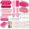 Hoemwarm 122 Pcs Pink, Hot Pink Girls Spa Party Kit, 10-Pack Slumber Party Favors with Satin Robes, Tote Bags, and Nail Salon Ac