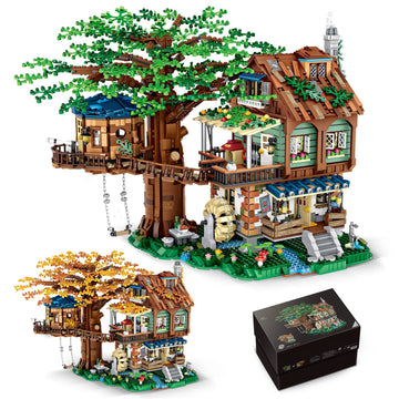 Hsanhe Idea Tree House Bricks Model Toys Set, Forest House Building Blocks Street View Sets, For Adults Ages 14+ Tree House Disp