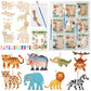 Colingmill 24 Set Safari Party Favors Jungle Craft Kits Supplies DIY Safari Jungle Wooden Painting Kit Wooden Coloring Crafts Wi