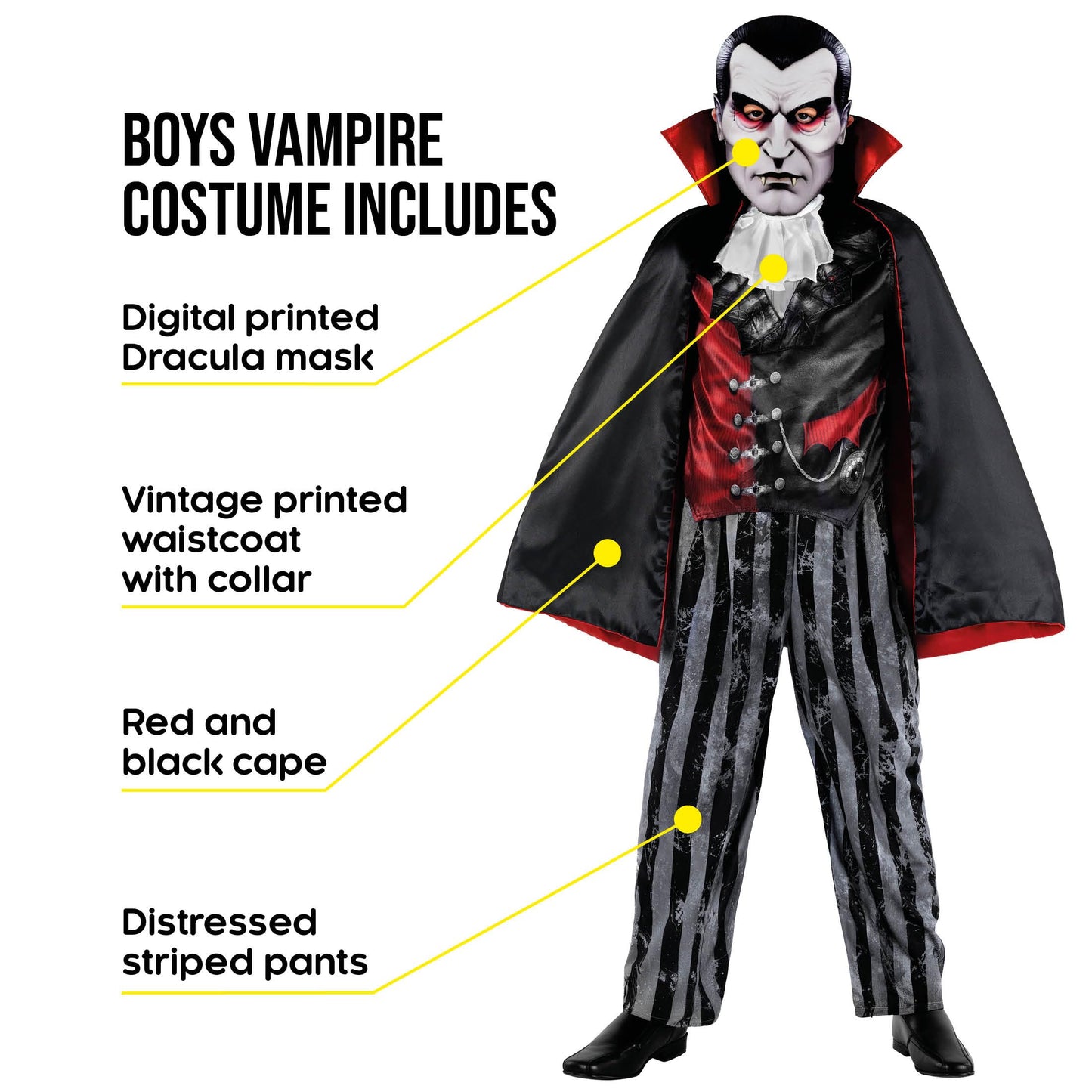 Morph Evil Vampire Costume Boys With Mask, Vampire Costume Kids - Scary Boys Halloween Costumes For Kids Dracula S